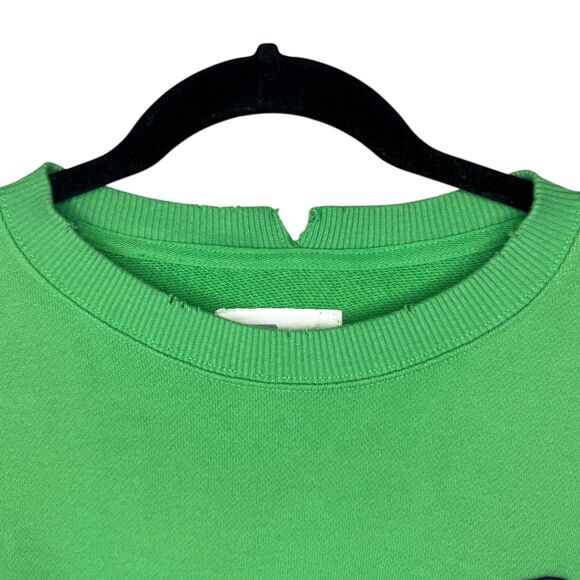 Aerie Green "ski resort" distressed crewneck oversized sweater Size Small - Picture 6 of 14